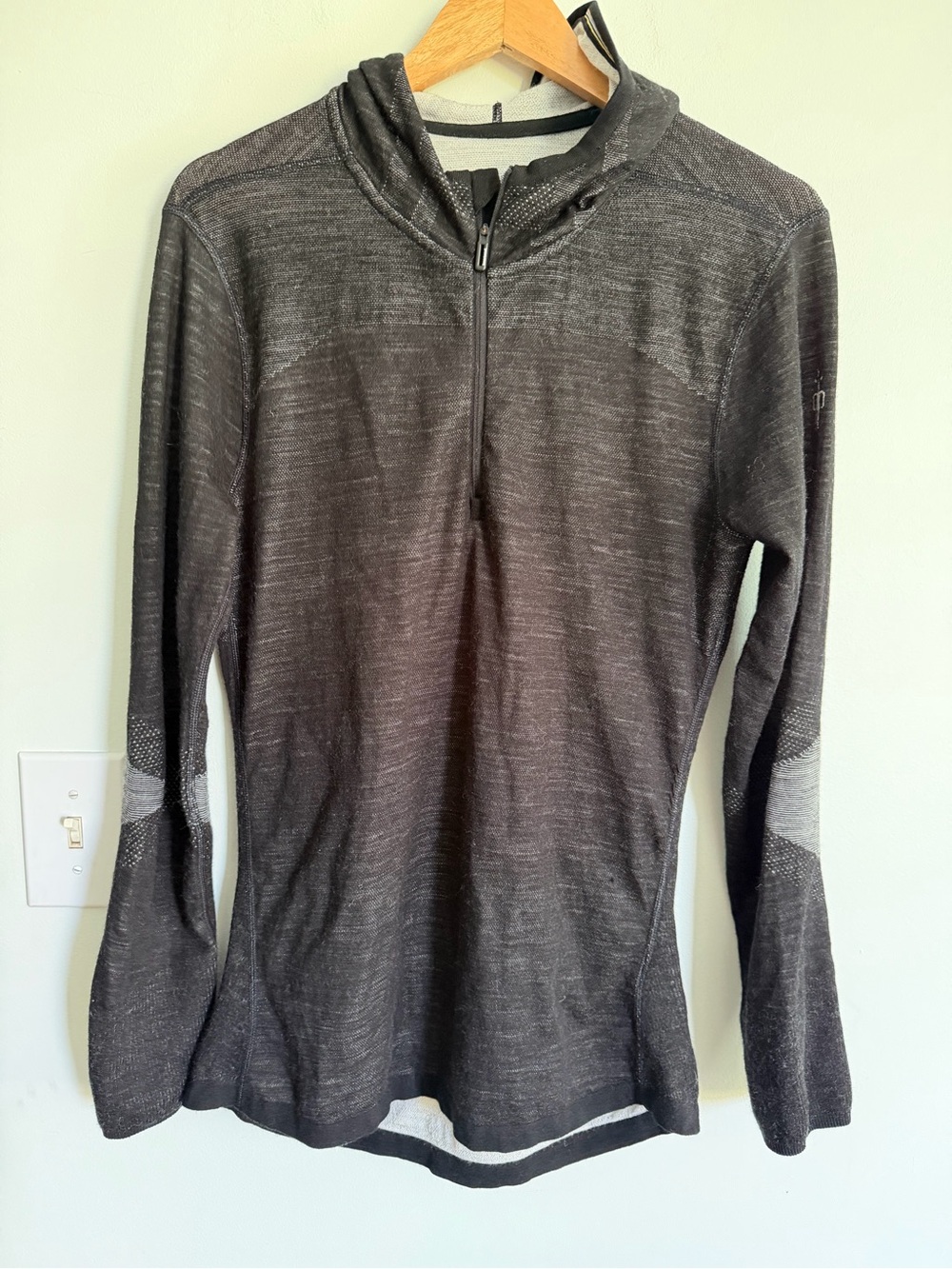 Smartwool Intraknit 200 Wool Blend Charcoal Gray Lightweight Half-Zip Pullover